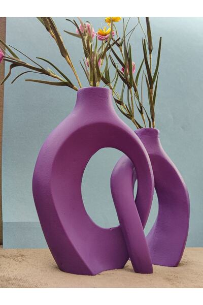 Dark Blue Concept dublu de vază cu iederă de culoare prune