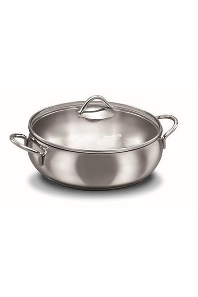 KORKMAZ 26 Cm Stainless Steel Chubby Short Pot