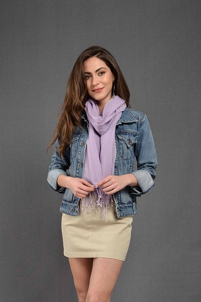 Dosimira Women's Solid Color Fringed Cotton Large Shawl