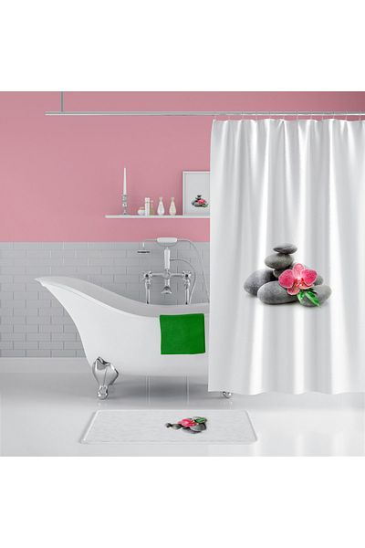 Zethome Κουρτίνα μπάνιου 1x180x200 Κουρτίνα ντους μονής πτέρυγας με δώρο δαχτυλίδι κουρτίνα καμπίνας ντους