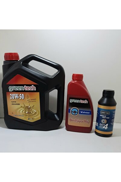 Greentech 20w-50 Motor Yağı 4 Lt+atf Direksiyon Yağı 900 Ml+dot 4 Hidrolik Fren Yağı 400 Ml 3 Lü Set