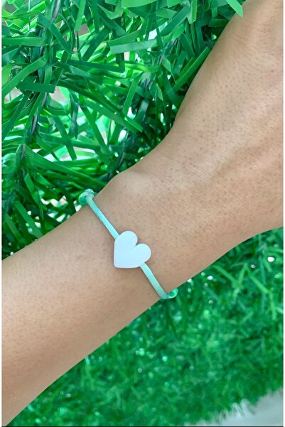White Murano Glass Heart Beaded Mint Green Bracelet
