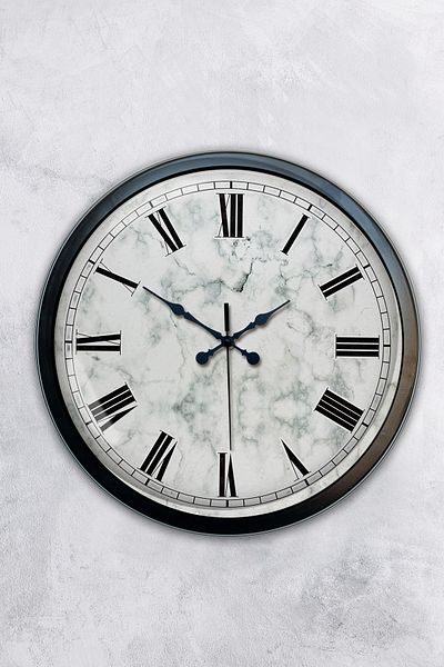 Kasva Concept 40 cm Black Metal Marble Pattern Wall Clock