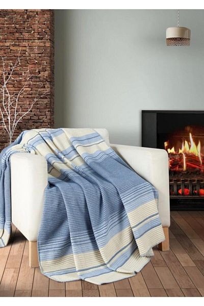 Elfida Home&Kids Pătură dublă din bumbac moale cu dungi 180x220