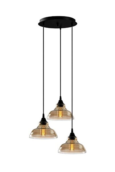 RİOLİGHT Retro Üçlü Cam Sarkıt Avize Taban Çapı:30cm Cam Çapı:20cm