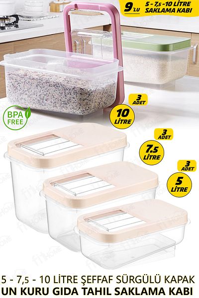fitfiyat Multibox 9-Piece All Size Pulses Flour Food Vs. Sliding Lid Food Storage Container