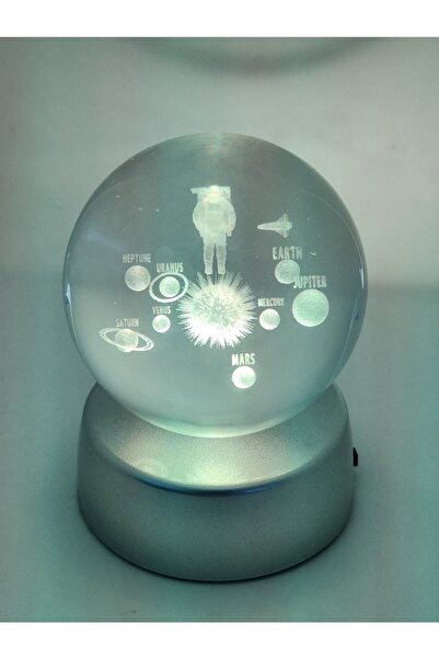 Ascellus 3d Astronot Ve Güneş Sistemi Işıklı Cam Küre