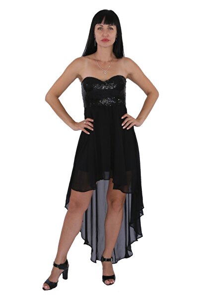 Styling Park Asimetrik Kuyruklu Straplez Elbise