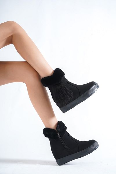 Moda Değirmeni Dámské péřové krátké kozačky Md1138-116-0001