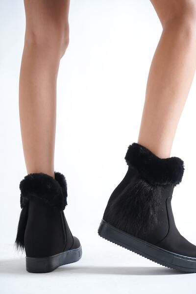 Moda Değirmeni Dámské péřové krátké kozačky Md1138-116-0001