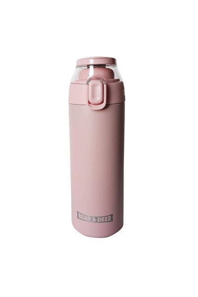 Genel Markalar Bear & Dear Şeffaf Kapak Toz Pembe Çelik Matara 450 Ml - Mt0033