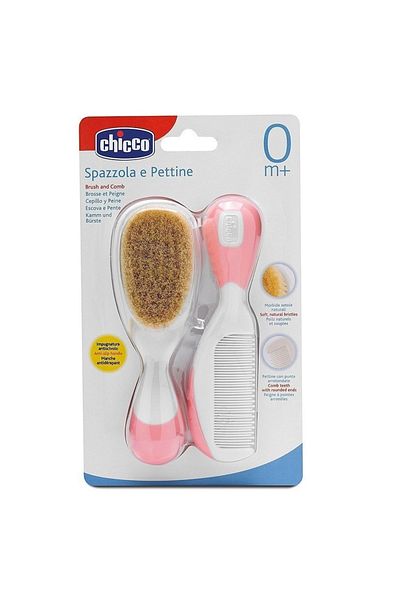 Chicco 0 Month+ Pink Brush and Comb Set