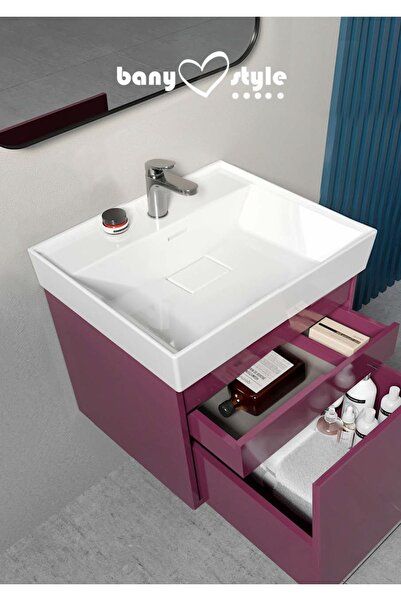 Turkuaz Dolap Uyumlu Etajerli Lavabo,sharp 60x48 Cm