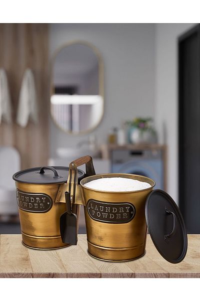 LUCKYHOMES Χρυσή Ξύλινη Λαβή Απορρυπαντικό Πλυντήριο ρούχων