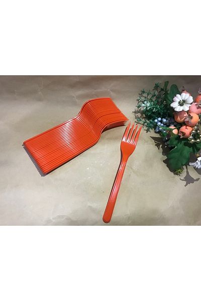 Deniz Party Store Orange Plastic Disposable Forks 24 Pieces