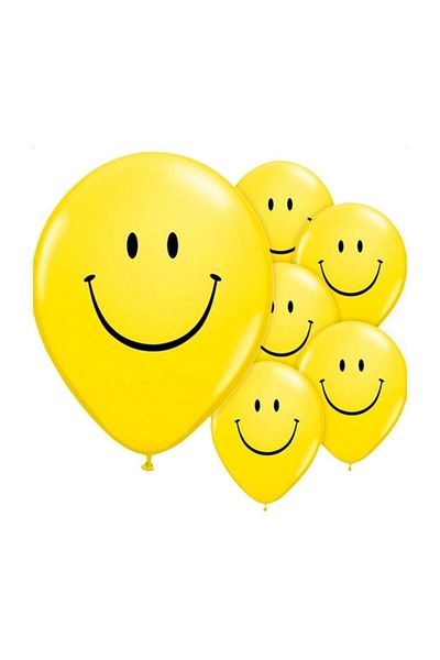 HBK Yellow Smiling Face Printed Balloon 10 Pieces