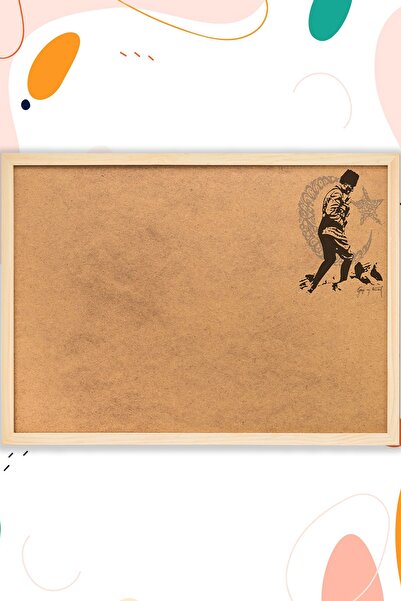 AND Mantar Pano Ahşap Çerçeveli Atatürk Baskılı 60x90 Cm + Iğneli