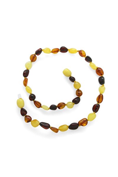 Tesbihane قلادة أسنان الطفل من حجر العنبر الطبيعي متعدد الألوان