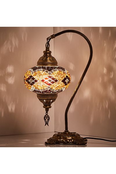 Demmex Mosaic Desktop Lampshade Authentic Decor Night Light Book Reading Cafe Restaurant Hotel Store Lighting