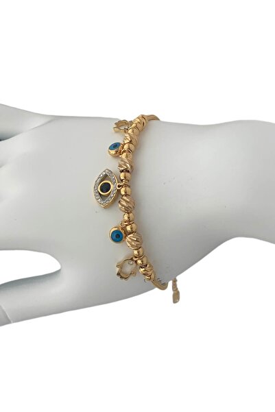 BiLi Accessories Bili Nazar Boncuklu Dorika Çelik Bileklik Bk-09