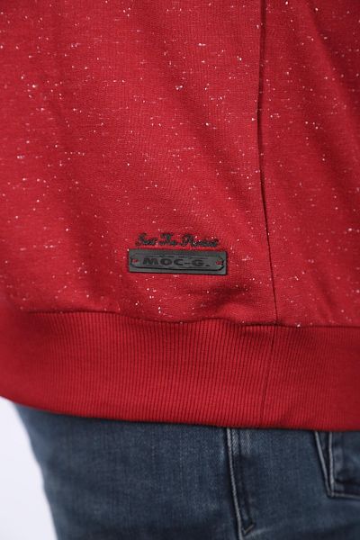 Starbattal Large Size Sweatshirt Crew Neck Leather Arma 22703-burgundy