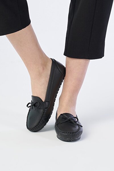 BOUIS Women's Black Casual Daily Shoes with Bow Detail, Comfortable and Flexible Sole, Stylish Ballerinas