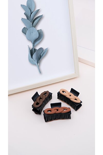 Monalisa Kadın Kahverengi Zincir Mandal Toka 3lü Set