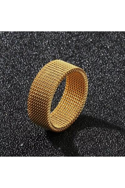 AKSESUARIM Unısex Hasır Örgü Çelik Yüzük 8 Mm