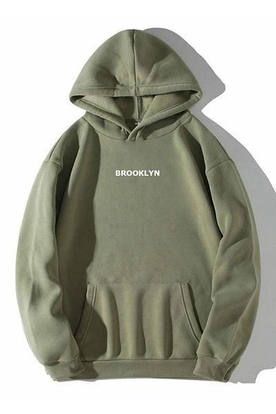 Buğraterzimoda Φούτερ με κουκούλα καγκουρό με κουκούλα Brooklyn Khaki Pocket Hoodie