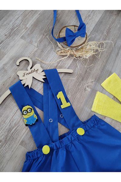 Feriatolye Minnion Concept Blue Baby Boy Salopet Birthday Costume