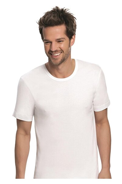 NBB Ανδρικό λευκό κοντομάνικο λαιμόκοψη κλασικό ανδρικό εσώρουχο 704