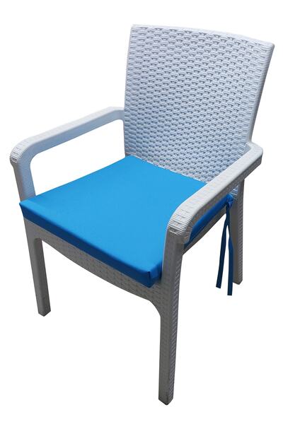 bahçem bahar 4 Adet Su Geçirmez Kumaş Rattan Minderi-turkuaz Mavi