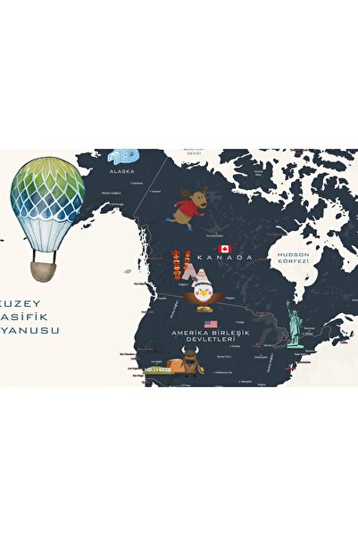 Dreamy Kids Dünya Haritası - Bilgi Deposu Vıı (çocuk Odası Duvar Kağıdı)