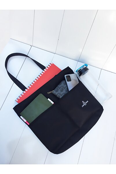 JANJAN Kadın Siyah Spor Kol Çantası 35x40cm (yan Cepsiz Model)