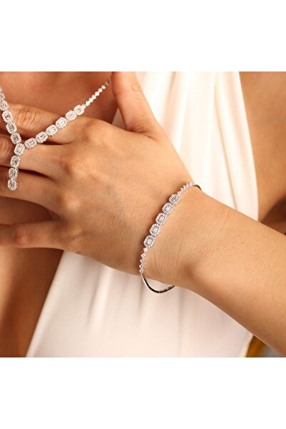 Sembol Gold Beyaz Altın Set 8 Ayar Baget Tasarım Kolye,küpe,bileklik