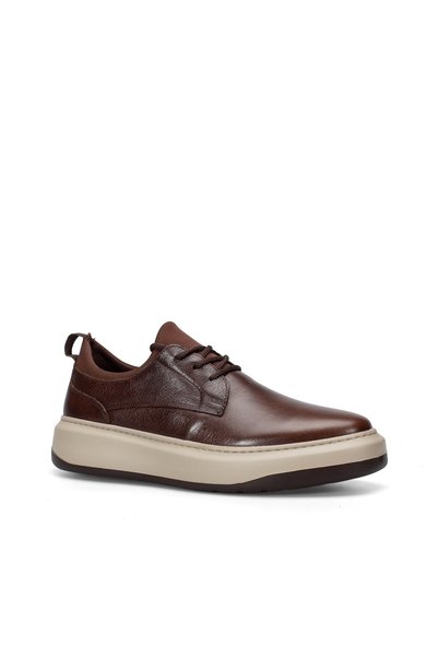 Alba Kahve Hakiki Deri Likralı Erkek Sneaker