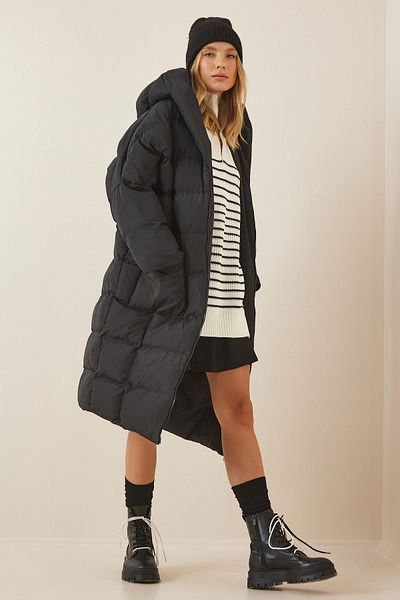 Happiness İstanbul Mantel - Schwarz - Puffer