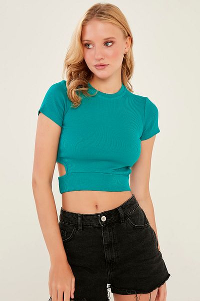 MEECY Türkise Camisole-Bluse für Damen mit Fensterdetail