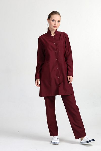 BAŞAK Guler Hijab Roșu Claret și Tricou Doctor Nurse - Set de costum pentru femei