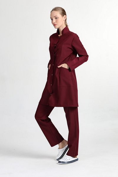 BAŞAK Guler Hijab Roșu Claret și Tricou Doctor Nurse - Set de costum pentru femei