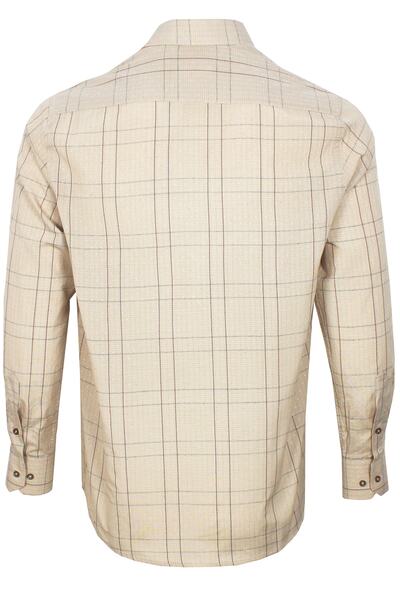 Varetta Ανδρικό πουκάμισο με μακρυμάνικο καρό καφέ κλασικό κομμένο γιακά με κουμπιά