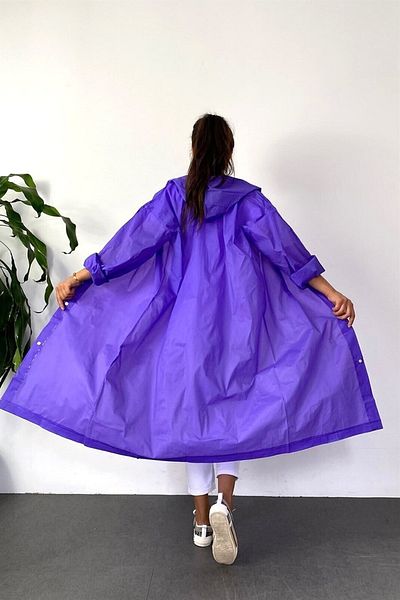 ÖNDER MODA Μωβ Eva Raincoat - με κουκούλα και κούμπωμα, για γυναίκες και άνδρες M21mrc881r09
