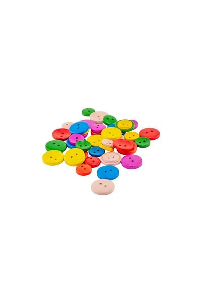 toptankece Colorful Wooden Board Buttons Mixed Color 40 Pieces