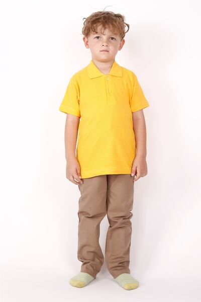 nacar çarşı Unısex Çocuk Genç Polo Yaka Kısa Kol Normal Kalıp Düz Basic Okul ...