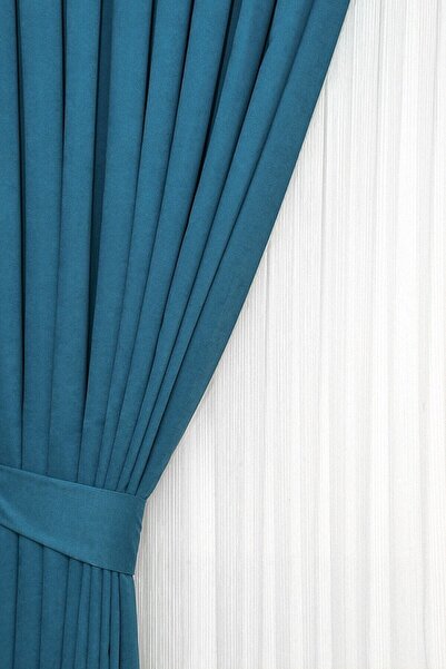 TülEvi Cortina de fundal plisată, catifelată, de înaltă calitate, cu o singură aripă