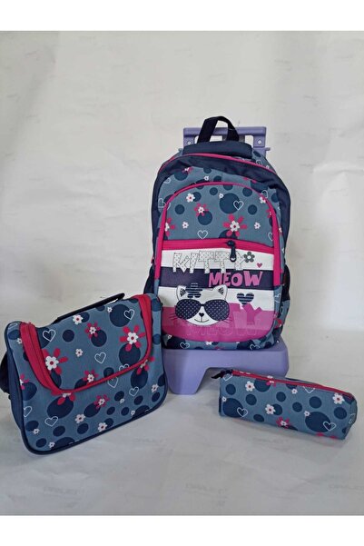 ASTRAL Шкільний рюкзак з котячим і квітковим візерунком