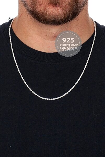 CAN SİLVER 925 Ayar Gümüş 2,5mm Halat Zincir Unisex Kolye