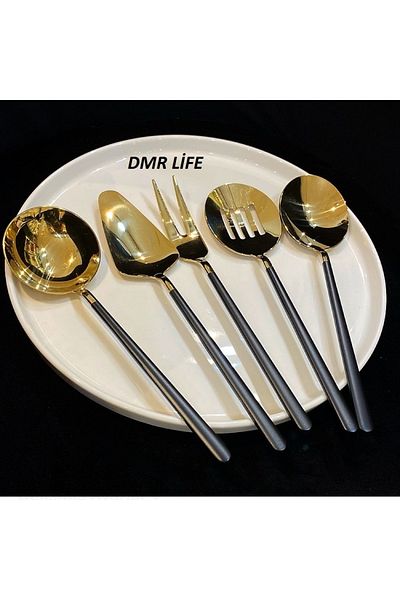 DMR LİFE طقم صلصة سوداء من التيتانيوم مكون من 5 قطع