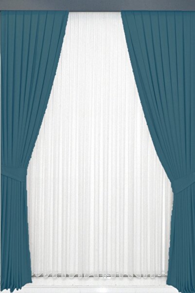 TülEvi Cortina de fundal plisată, catifelată, de înaltă calitate, cu o singur...