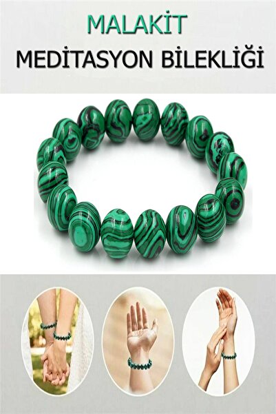 NehirTaş Certified Natural Stone Malachite Meditation Bracelet